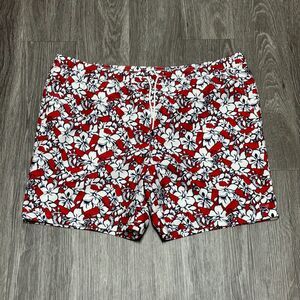 Vineyard Vines Swim Trunks Board Shorts Mens Extra Large Red Whales White Floral
